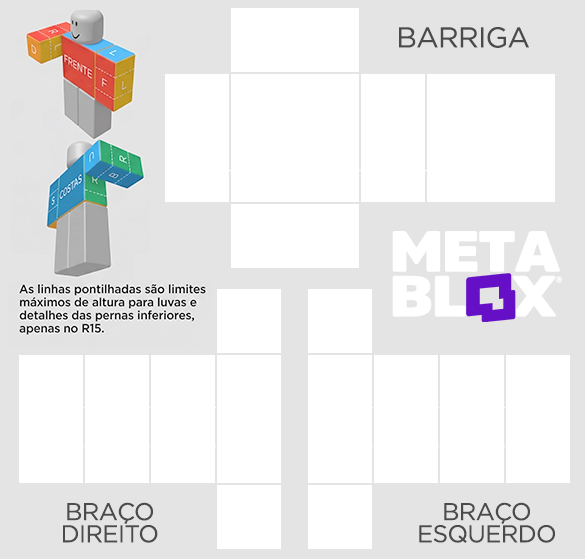 Guia do template clássico de camisa Roblox